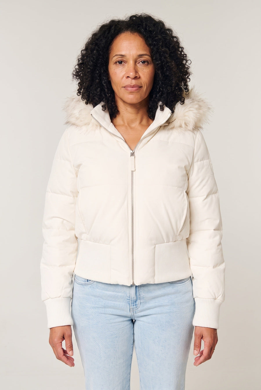 Women's Puffer Jacket | Cropped Removable Hood
