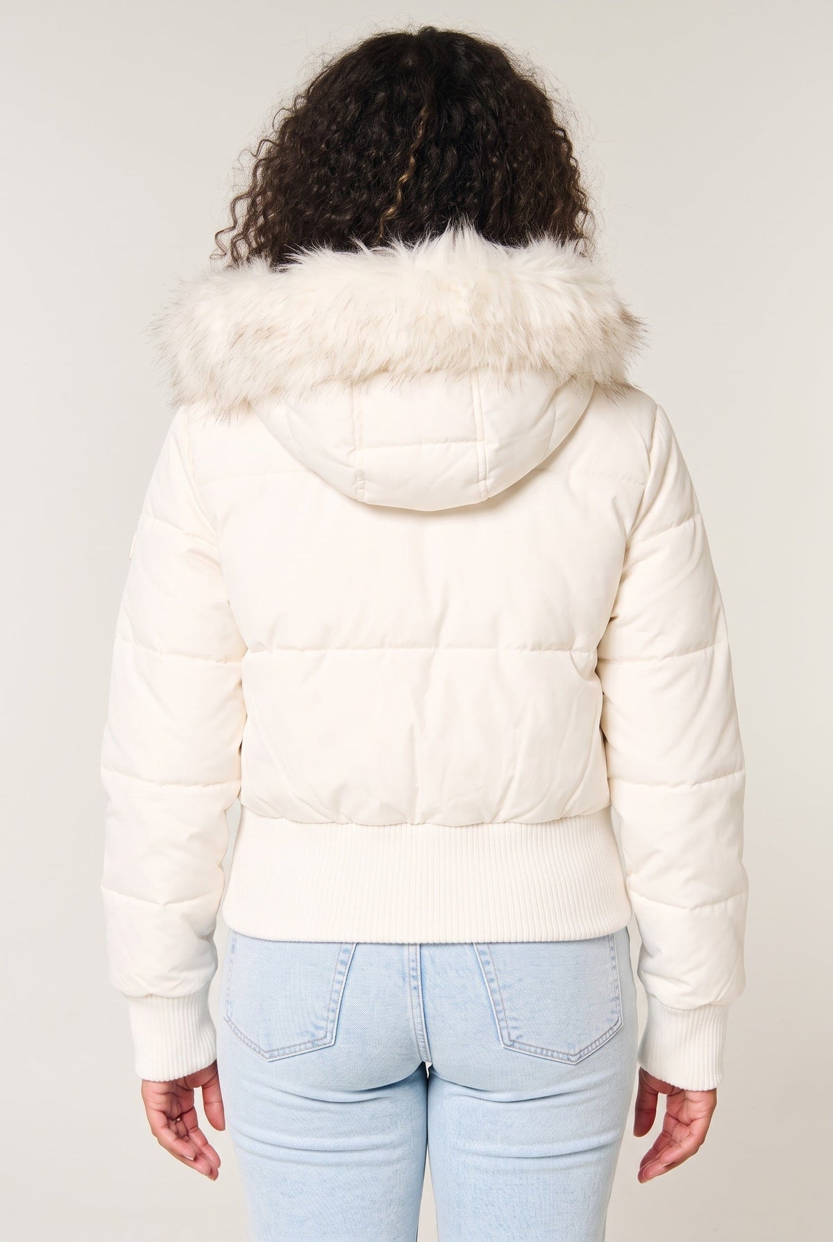 Women's Puffer Jacket | Cropped Removable Hood