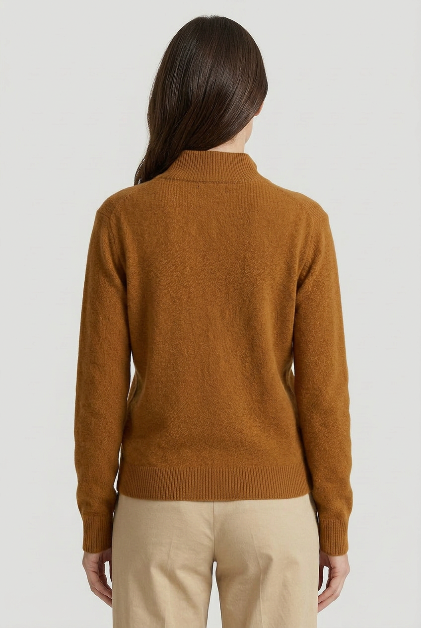 Women's Stand Collar Long Sleeve Knit Cardigan | Ribbed Cuffs