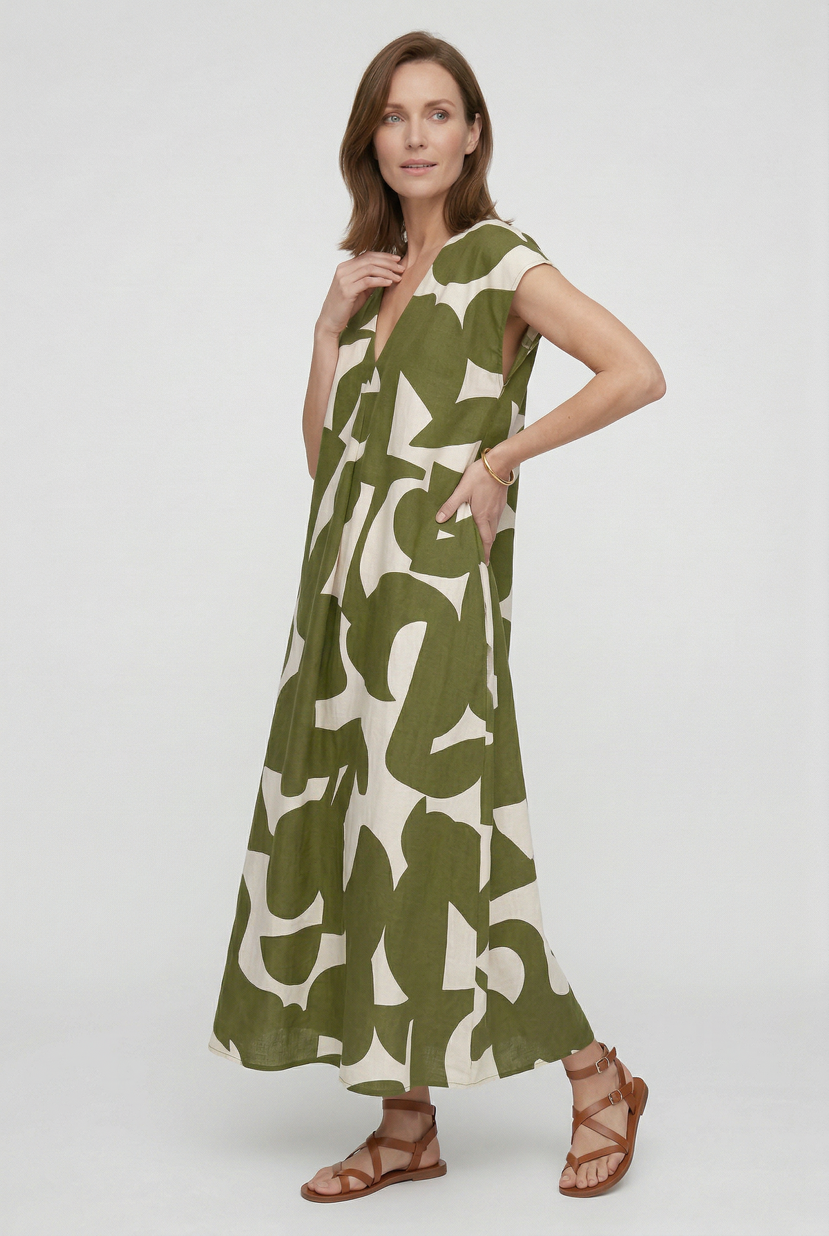 Women’s Summer Dress | V Neck Maxi with Print