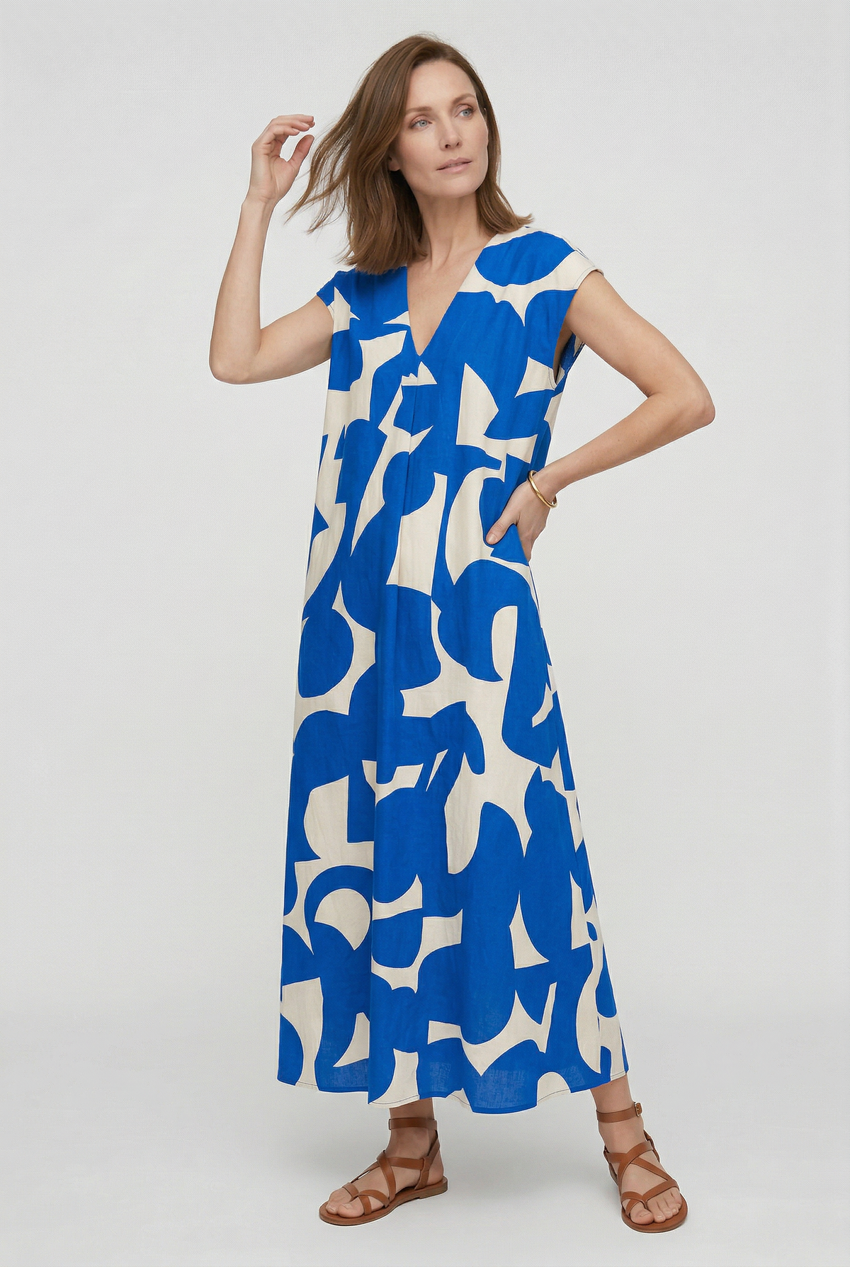 Women’s Summer Dress | V Neck Maxi with Print