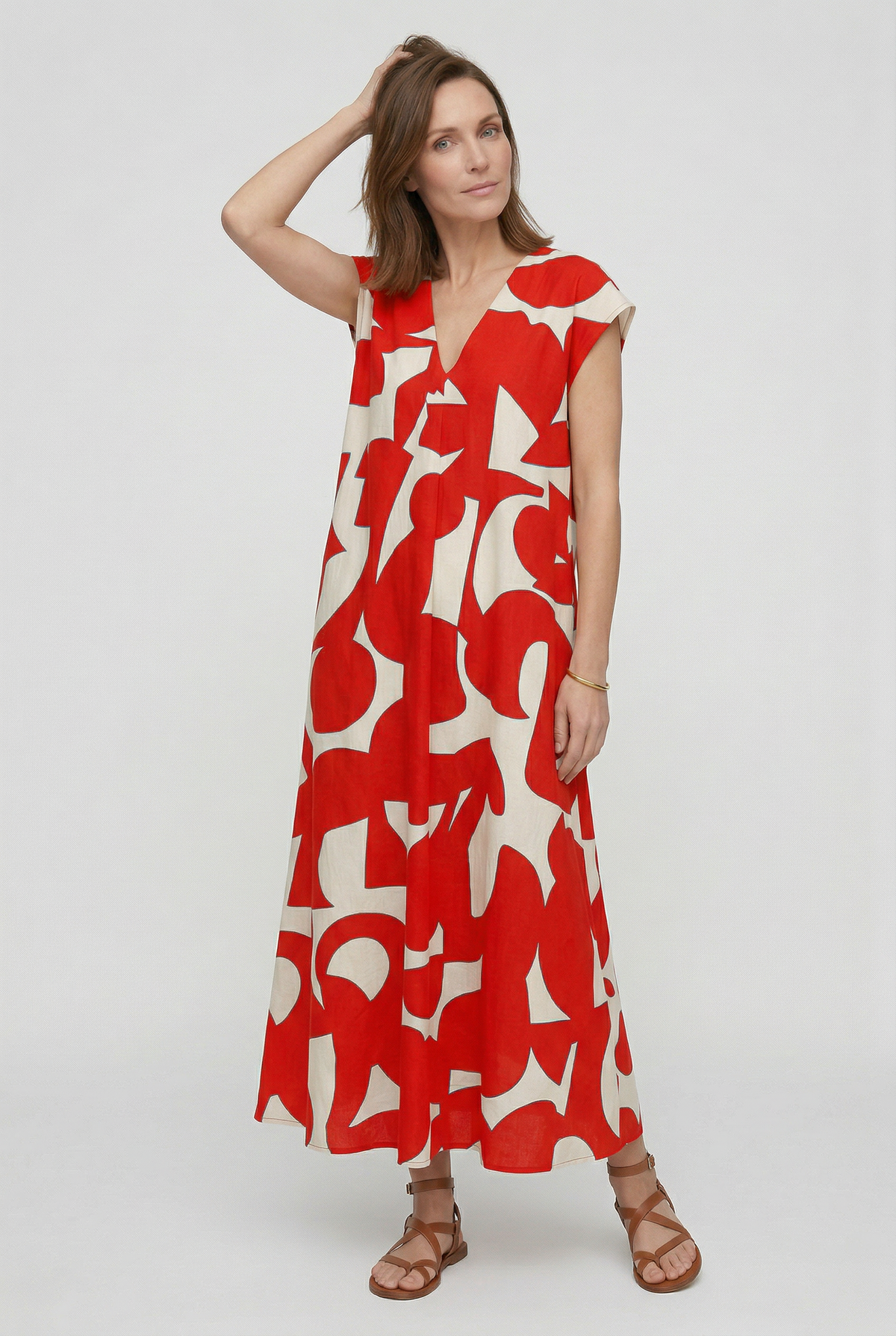 Women’s Summer Dress | V Neck Maxi with Print