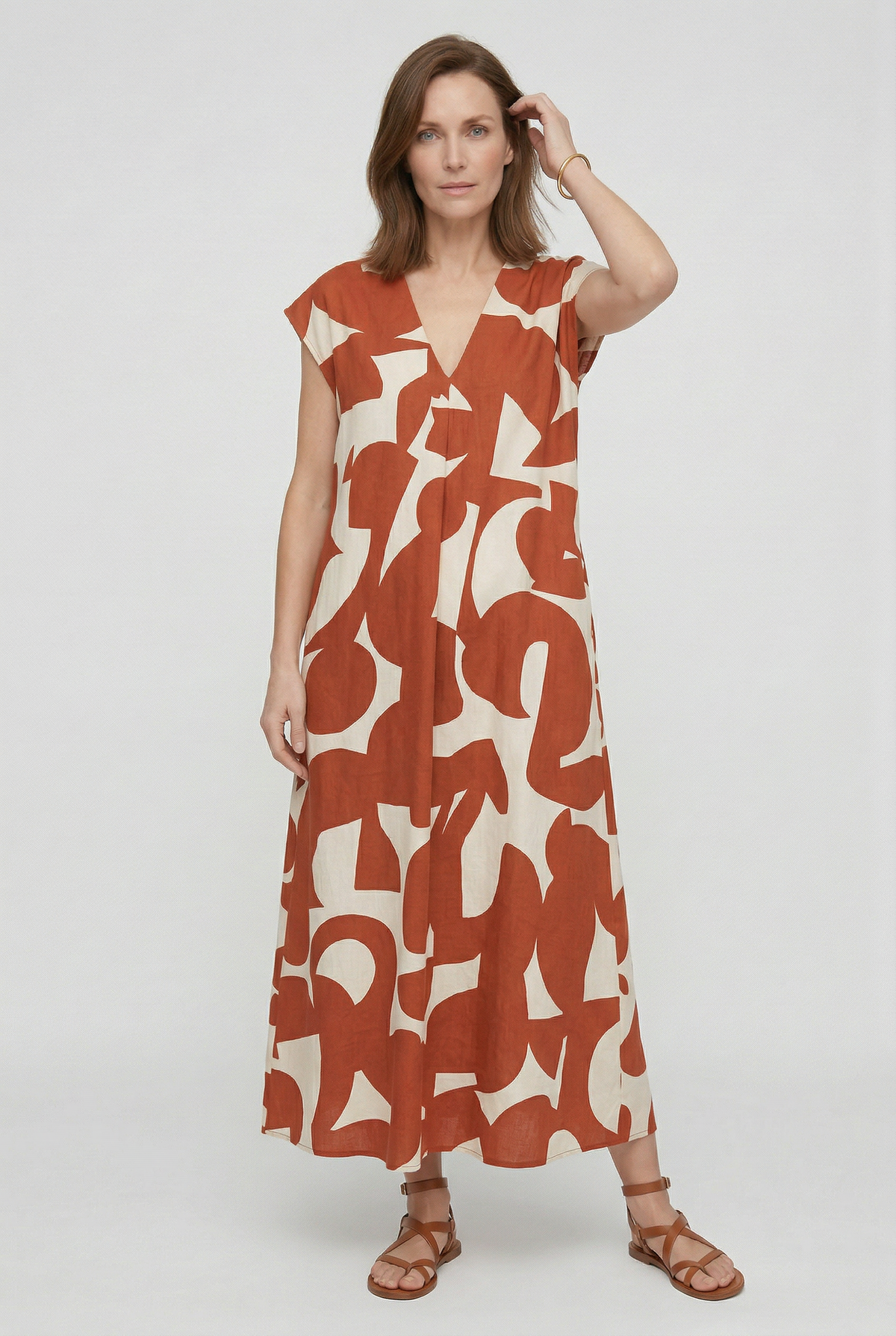 Women’s Summer Dress | V Neck Maxi with Print