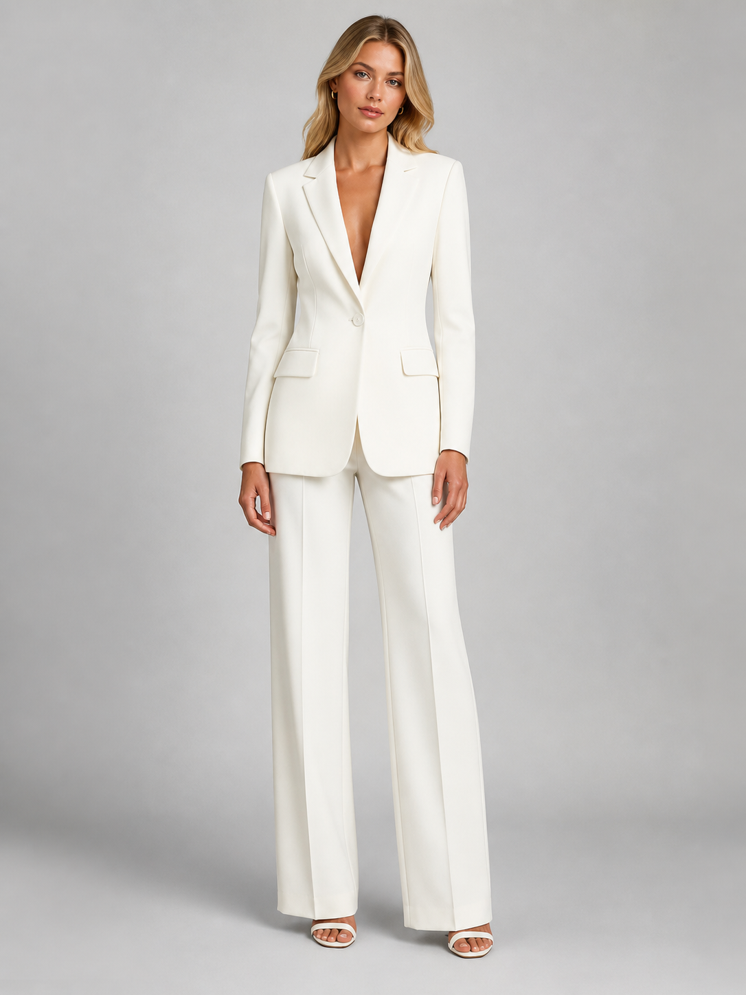 Women’s Tailored Blazer and Wide-Leg Trousers Set - Smart Occasion Style