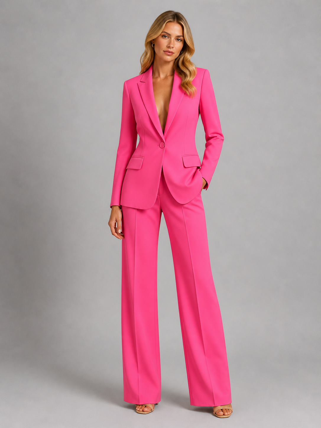 Women’s Tailored Blazer and Wide-Leg Trousers Set - Smart Occasion Style
