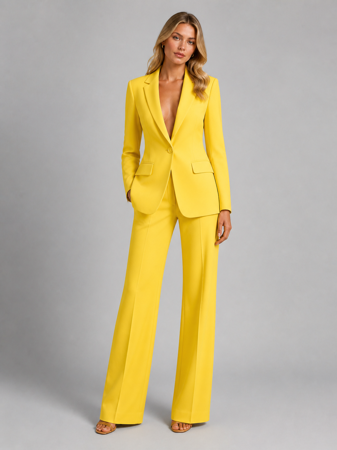 Women’s Tailored Blazer and Wide-Leg Trousers Set - Smart Occasion Style