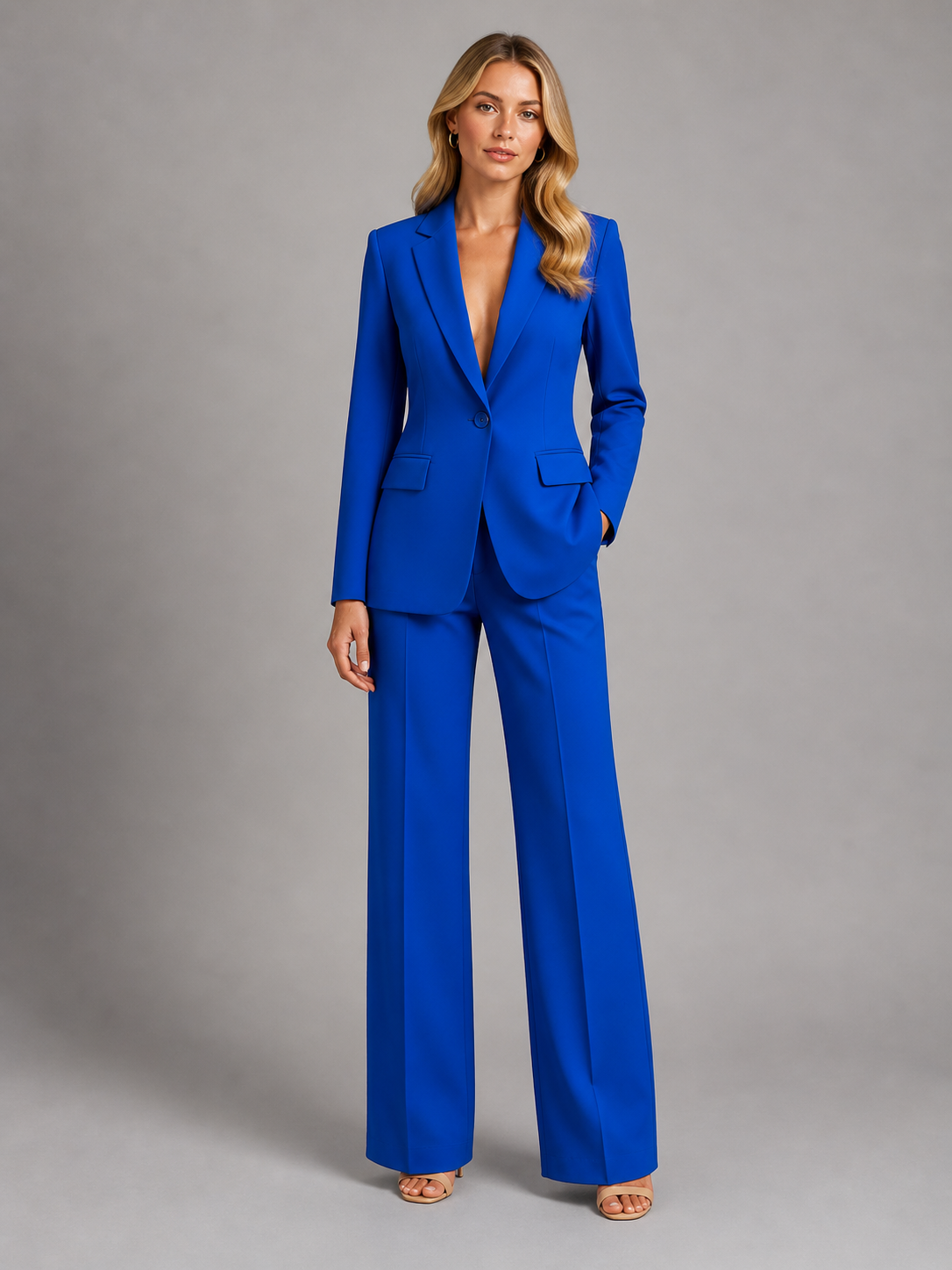 Women’s Tailored Blazer and Wide-Leg Trousers Set - Smart Occasion Style