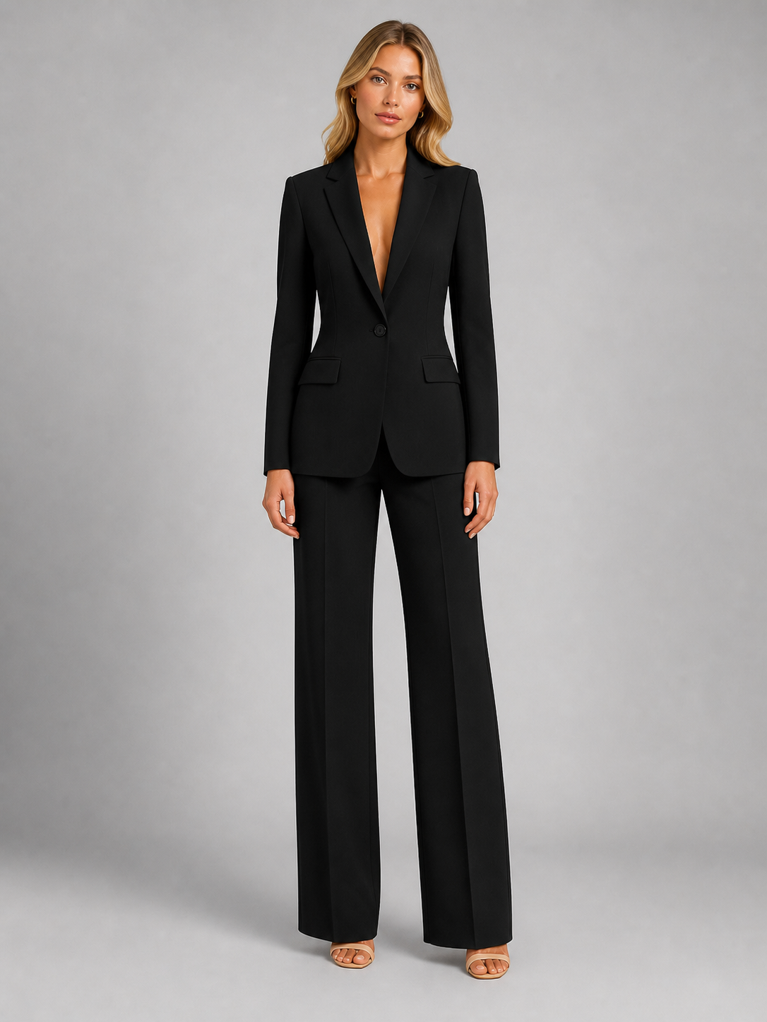 Women’s Tailored Blazer and Wide-Leg Trousers Set - Smart Occasion Style