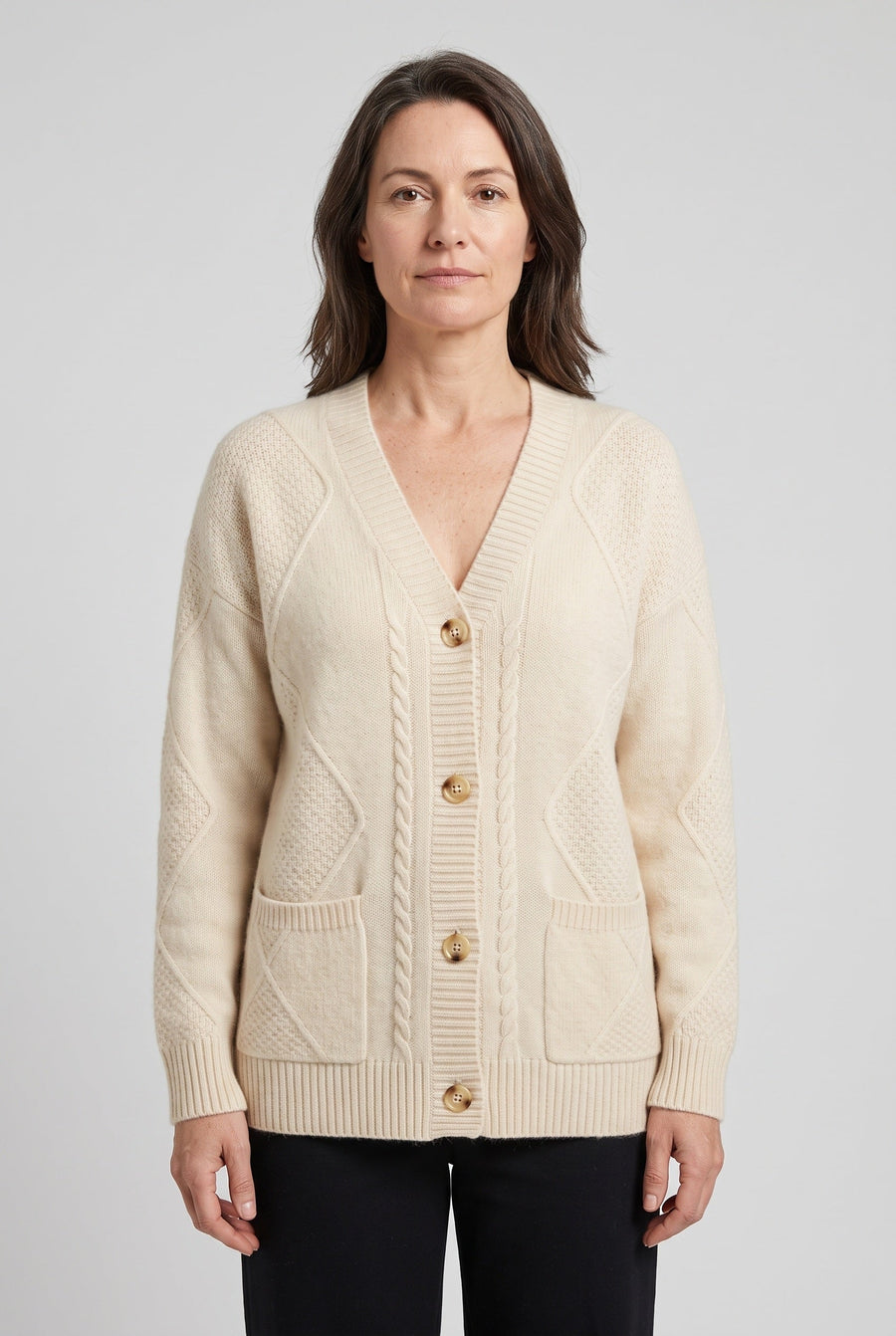 Women's Cardigan | Cable Knit V-Neck