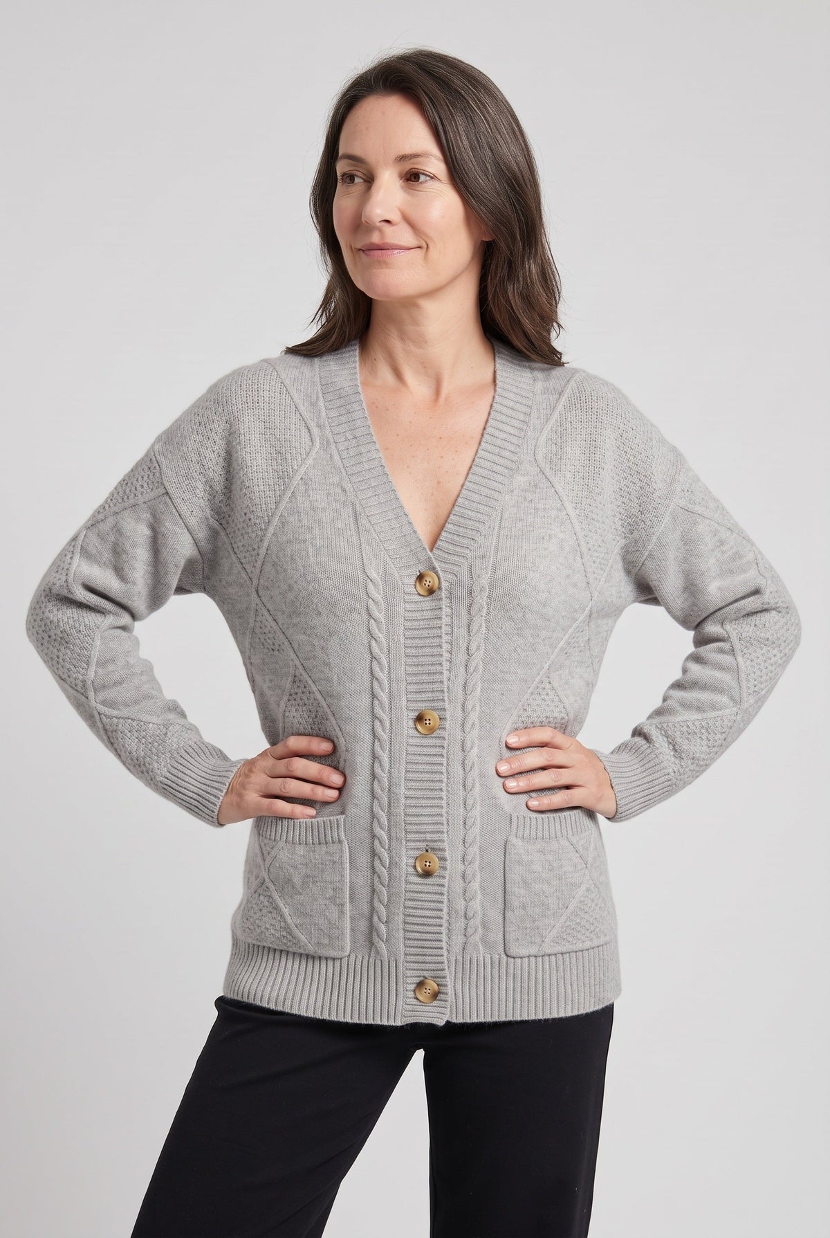 Women's Cardigan | Cable Knit V-Neck
