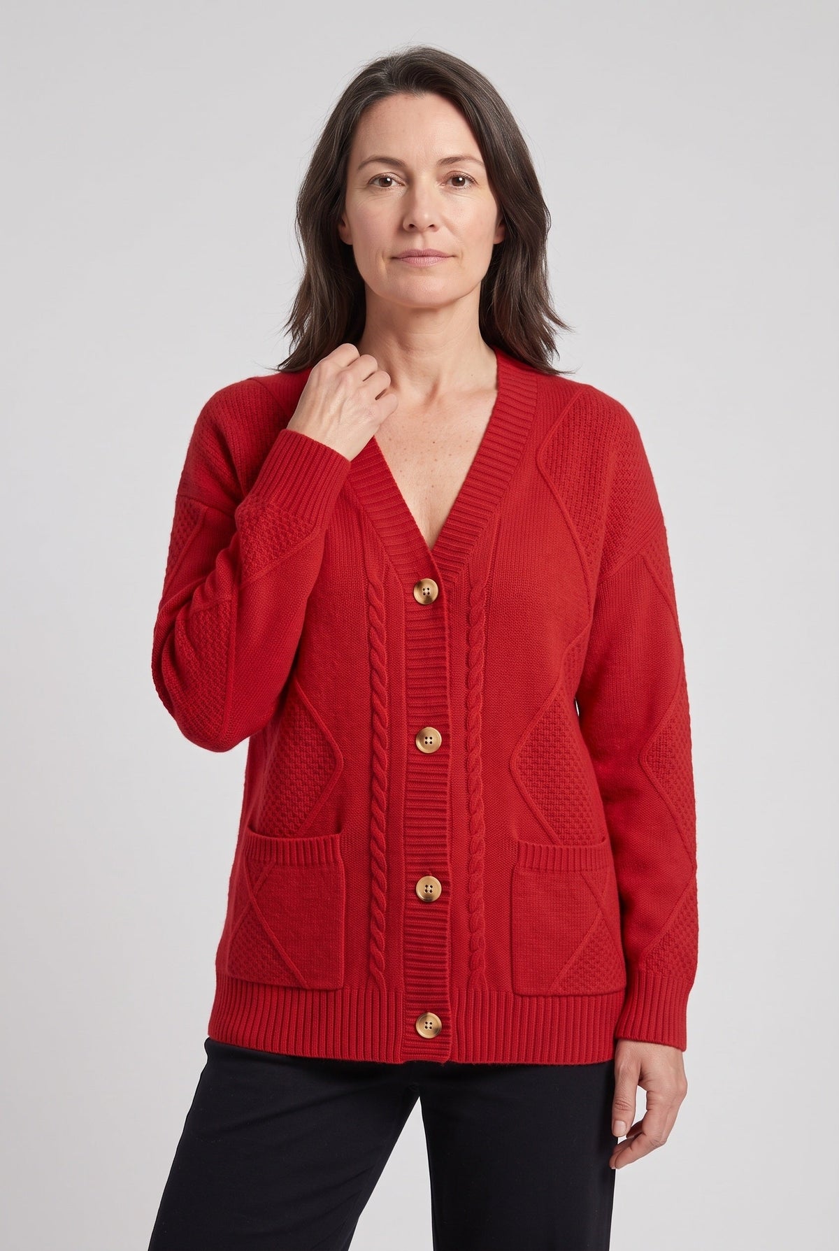 Women's Cardigan | Cable Knit V-Neck