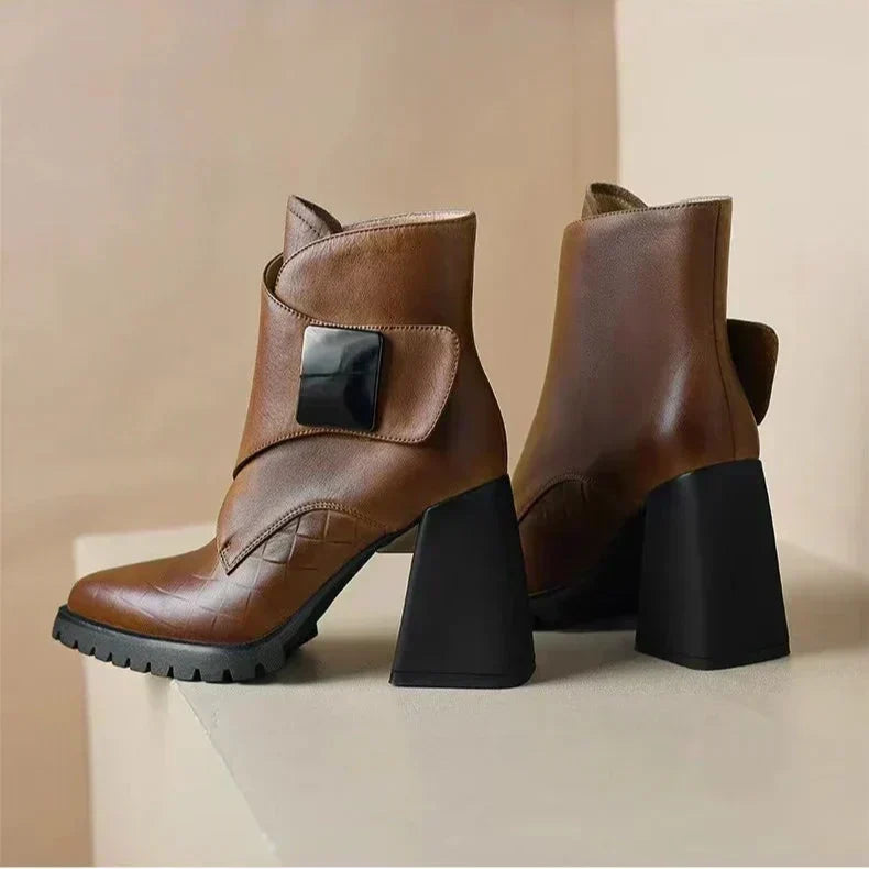 Abigail™ | Ankle Block Heel With Strap Detail