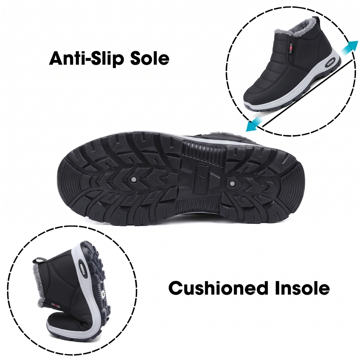 Women’s Quilted Slip-On Black Ankle Boots