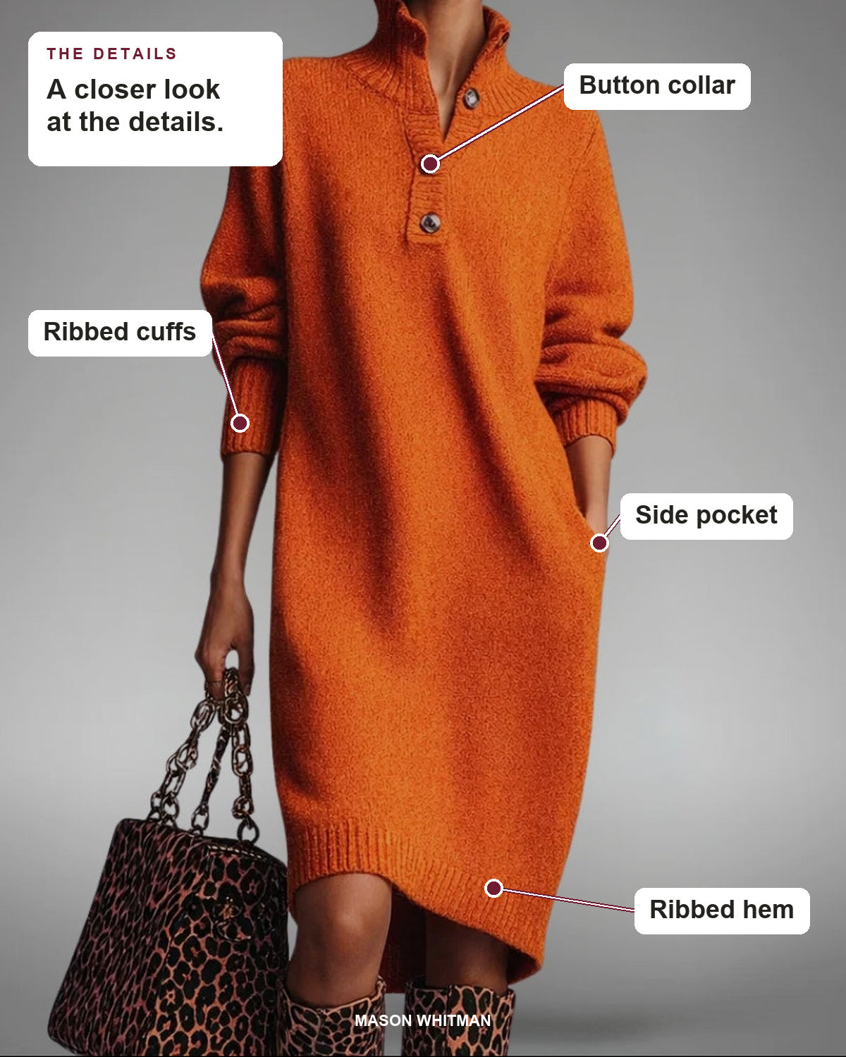 Celeste | Button-Collar Sweater Dress